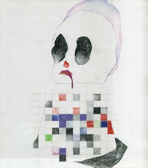 Claudia Rößger: Schraffur 04 /Schachbrett, 2015, 
pencil and colored pencil on paper, 25 x 22 cm

